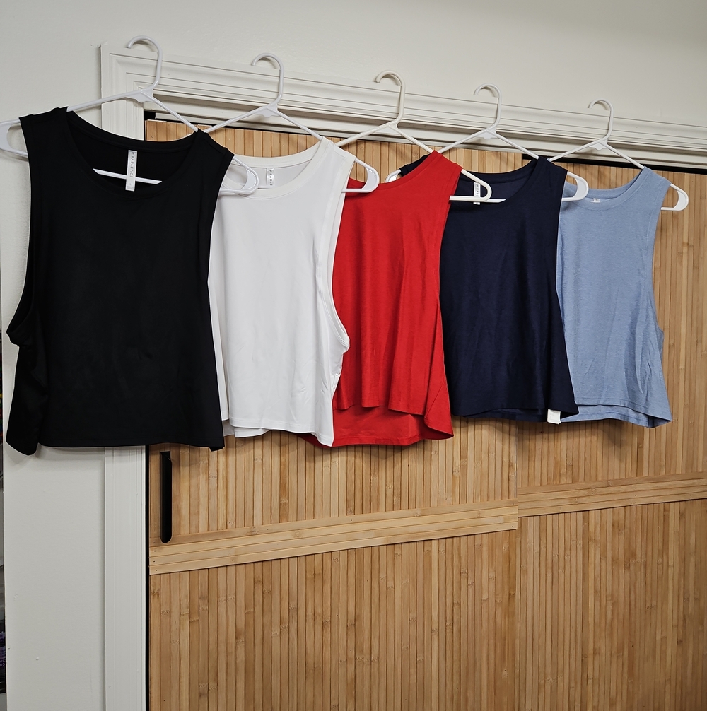 Lot Of 5 Fabletics SleevelessTank Top - Black, White, Red, Navy, Light Blue